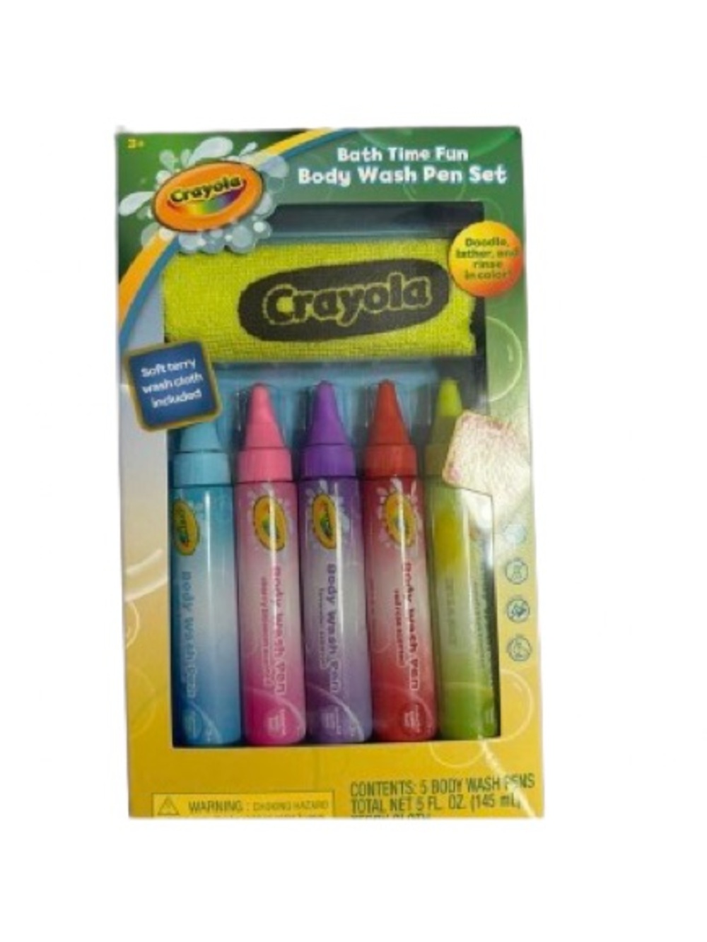 Crayola -5 Scented Bath Wash Pen Set Plus Wash Cloth - NWT